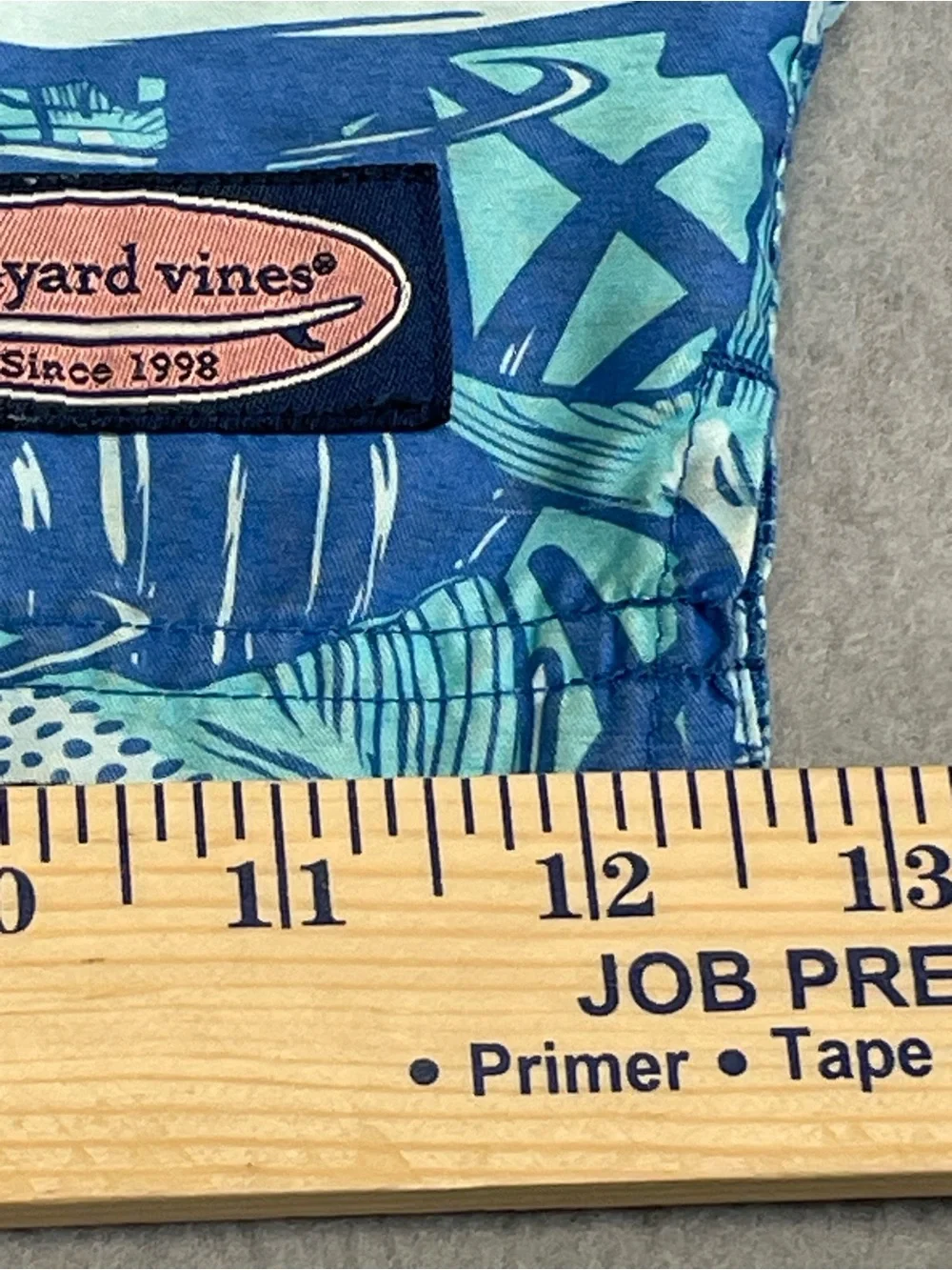 Vineyard Vines Blue & Aqua Fish-Print Swim Trunks Men’s Size L Resortwear Beach